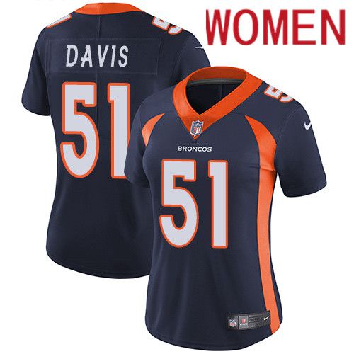 Women Denver Broncos 51 Todd Davis Navy Blue Nike Vapor Limited NFL Jersey